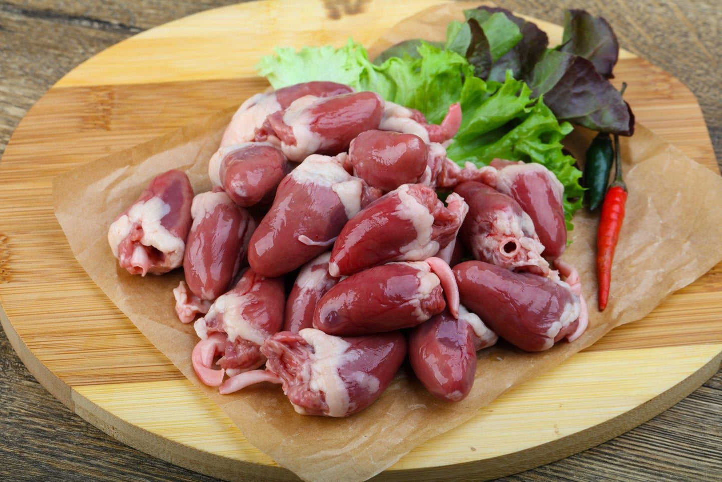 Pastured chicken hearts.